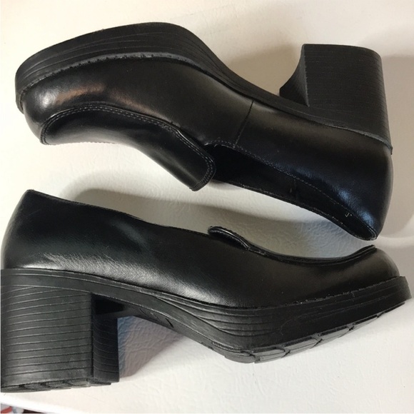 Women's Black Platform Chunky Heel Loafers - Picture 3 of 10